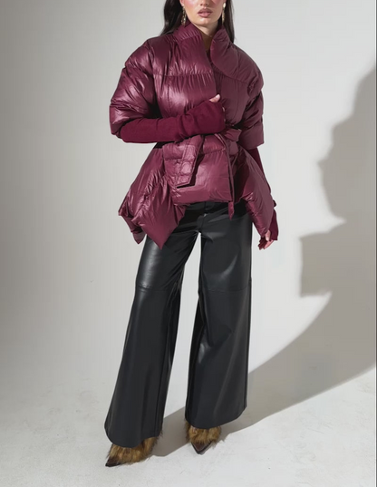 Ribbed Ruffled Puff Sleeve Jacket