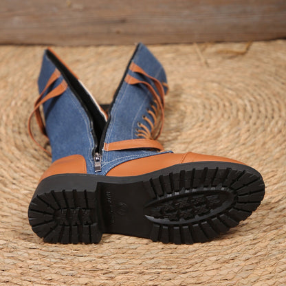 Buckled Design Zipper Knee Boots