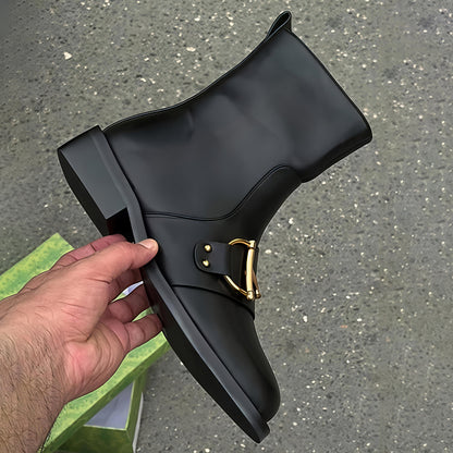 Metal Trim Side Zip Flat Boots