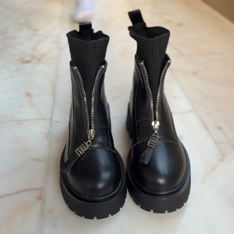 Zip Up Thick Sole Sock Boots
