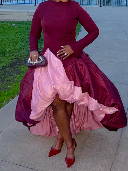 Asymmetric Hem Patchwork Elegant Dress Gown