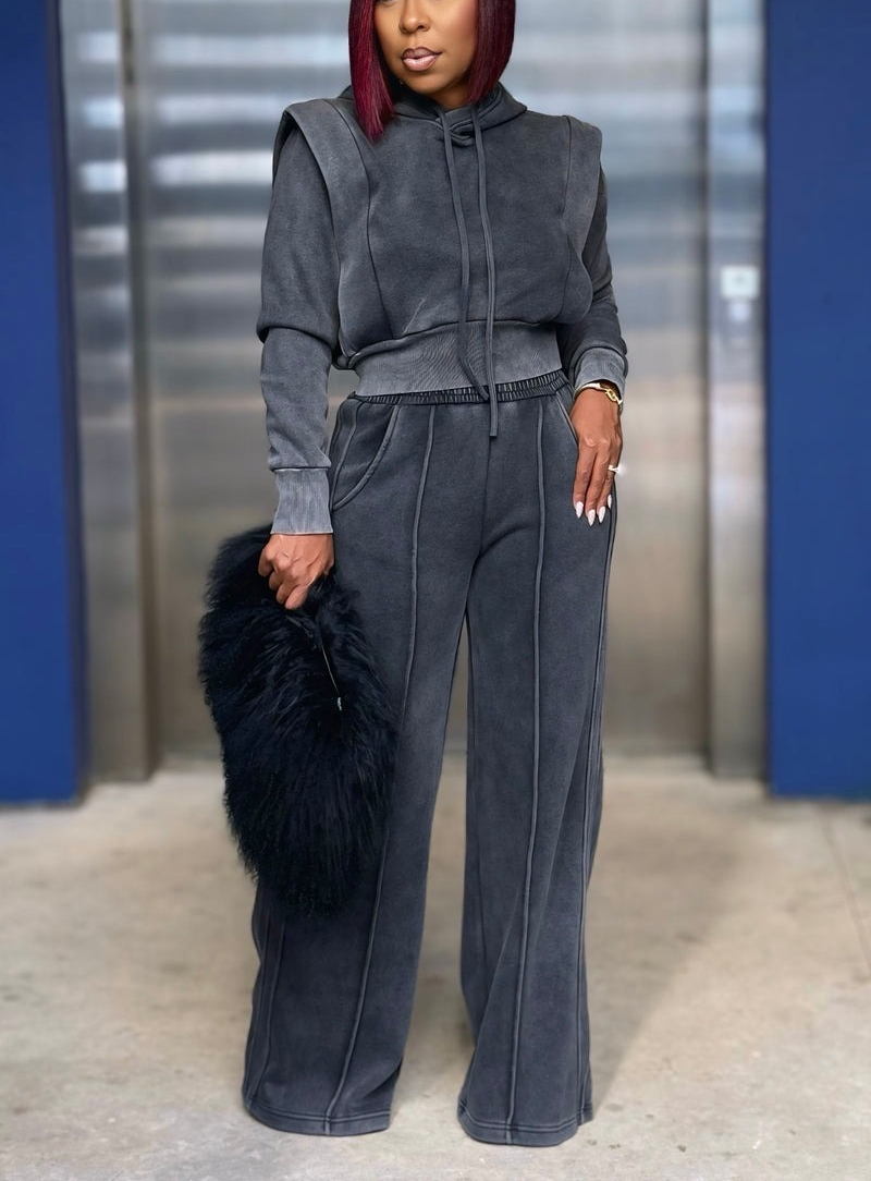 Luxe Wide leg Structured Jogger Set