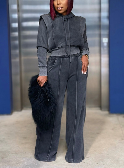 Luxe Wide leg Structured Jogger Set