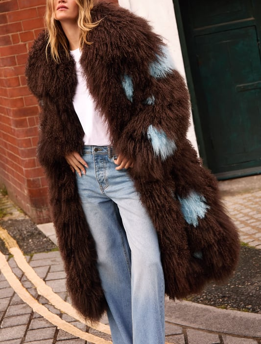 Premium Shearling Patchwork Coat