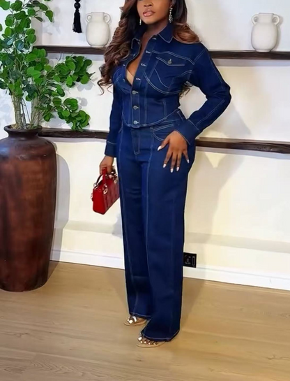 Fitted Long-sleeved Jacket And Pants Suit