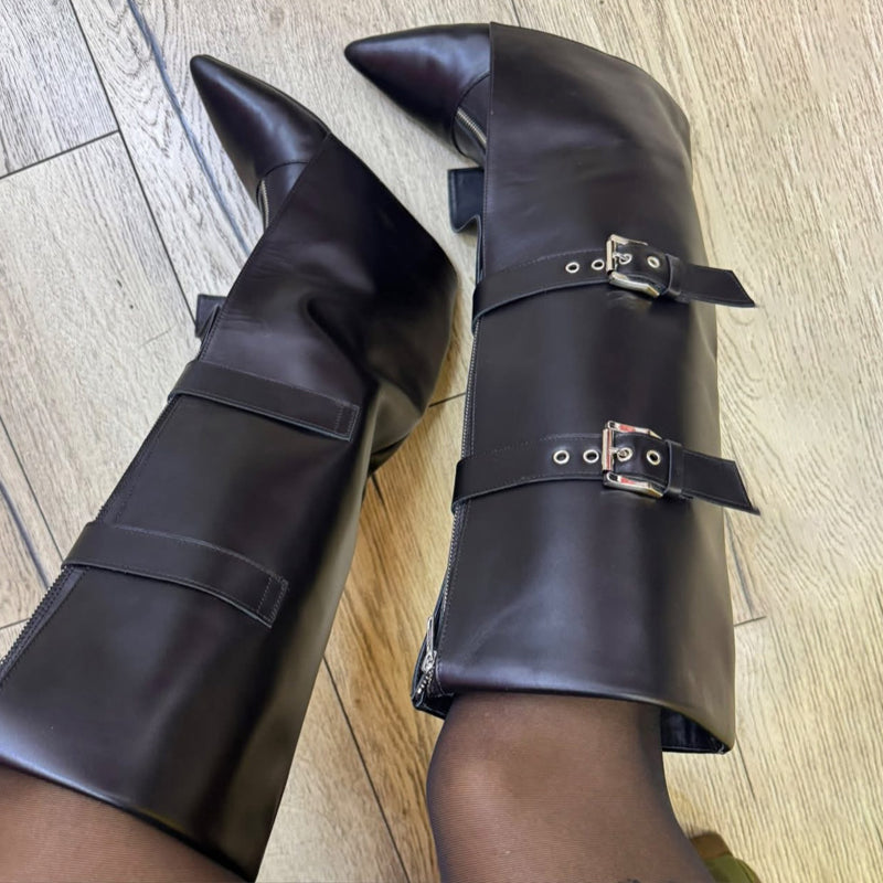 Fashion Point-Toe Buckle Boots