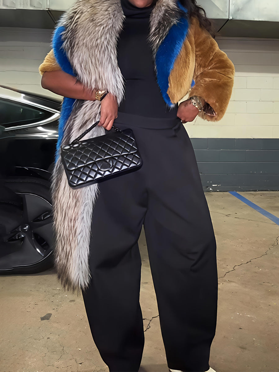 Faux Fur Asymmetrical Shrug Coat