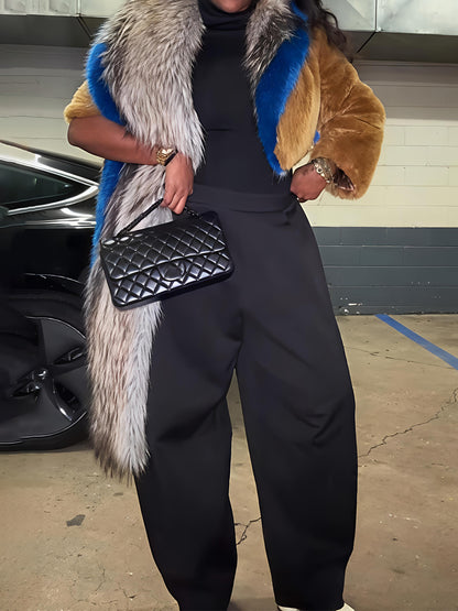 Faux Fur Asymmetrical Shrug Coat