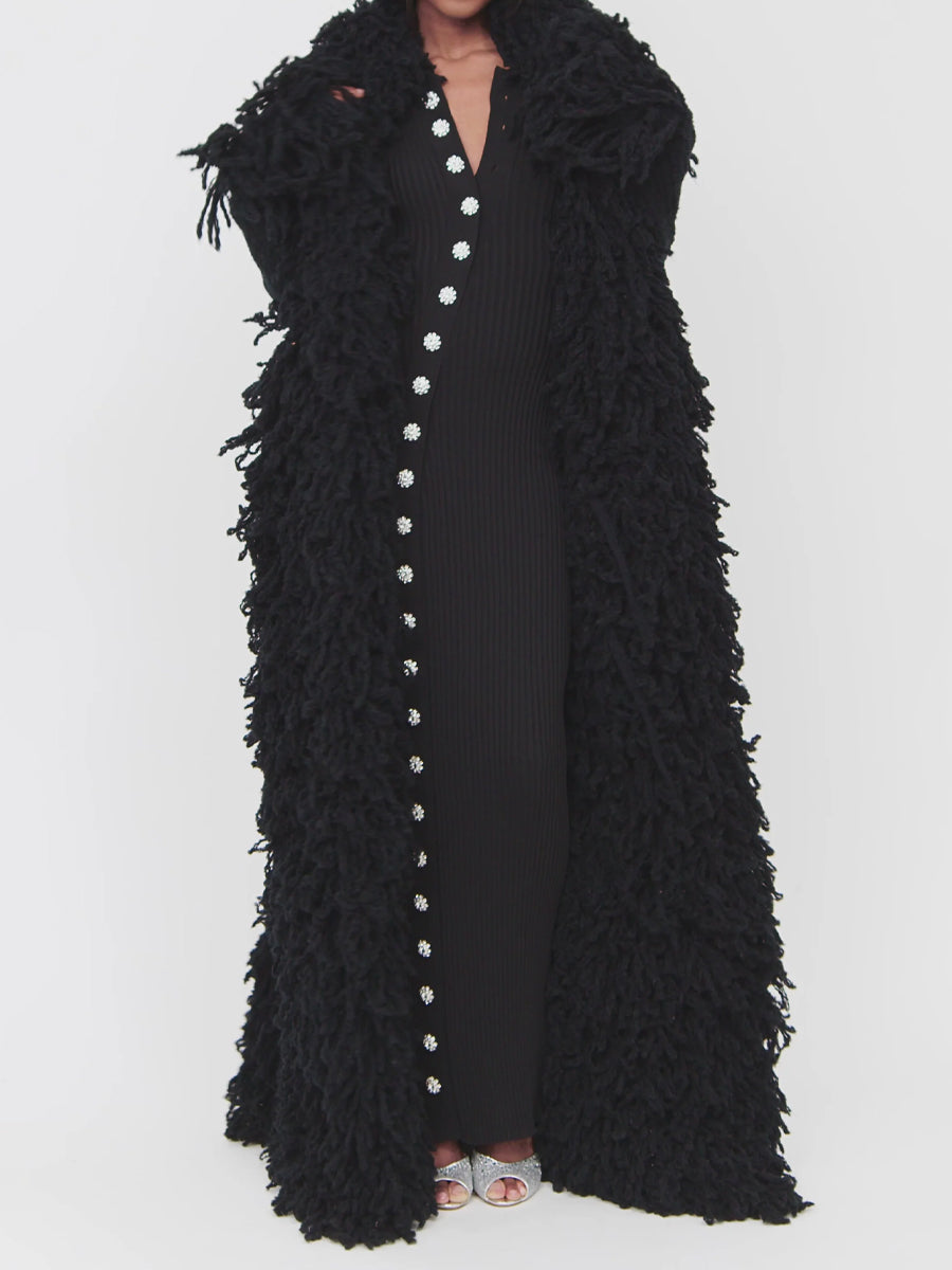 Fashion Oversized Fringe Knitted Coat