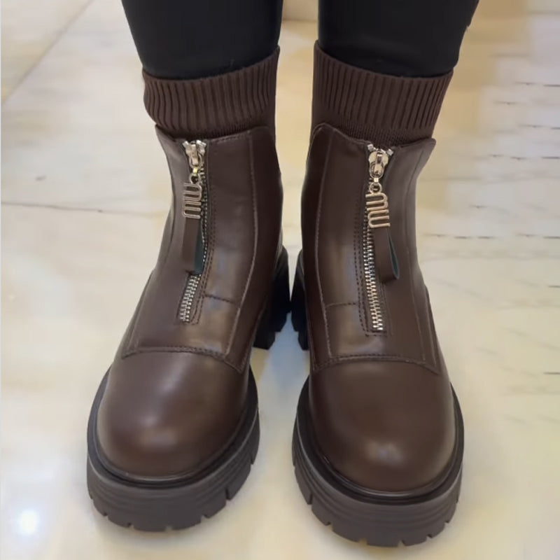 Zip Up Thick Sole Sock Boots