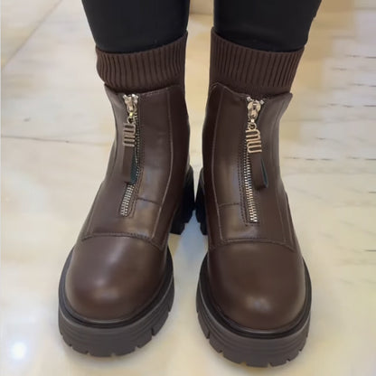 Zip Up Thick Sole Sock Boots