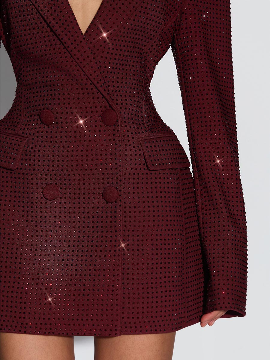 Sparkle Rhinestones Double Breasted Dress Blazer