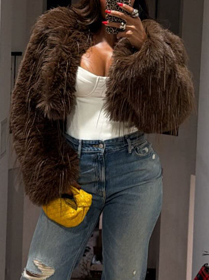 Fashion Faux Fur Cropped Coat