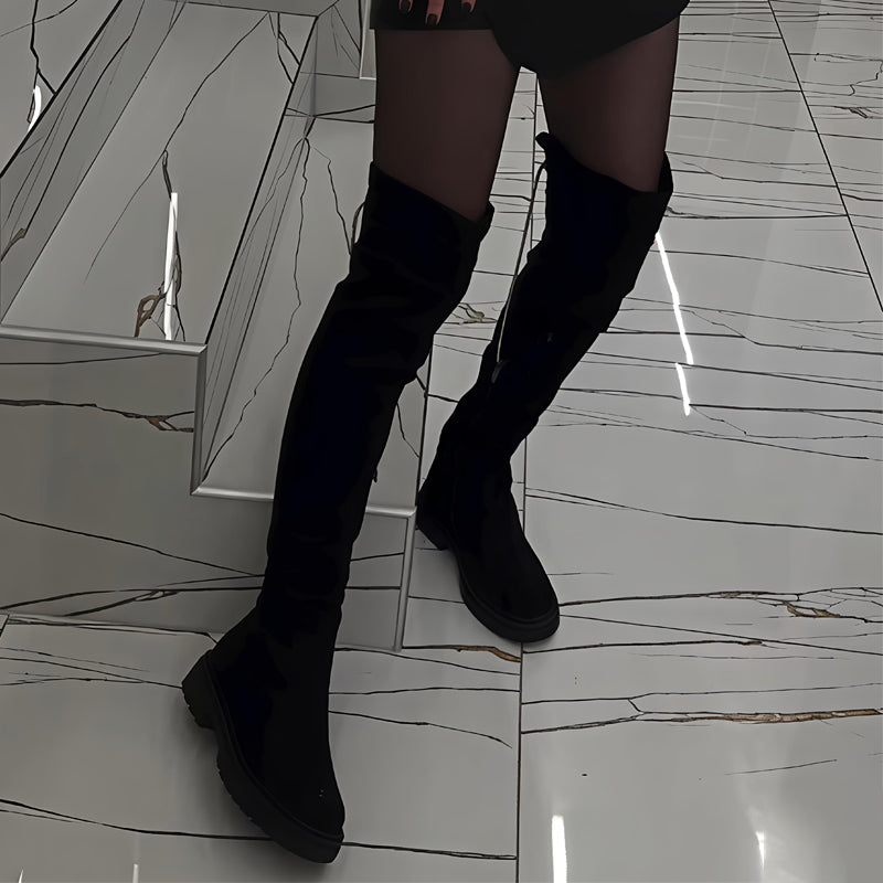 Shinny Strap Over-the-Knee Boots