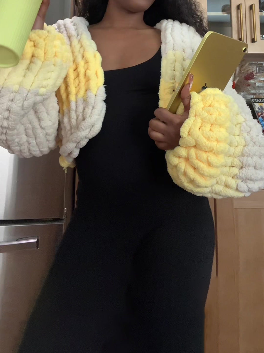 Knitted Cropped Cardigan (No Hood)