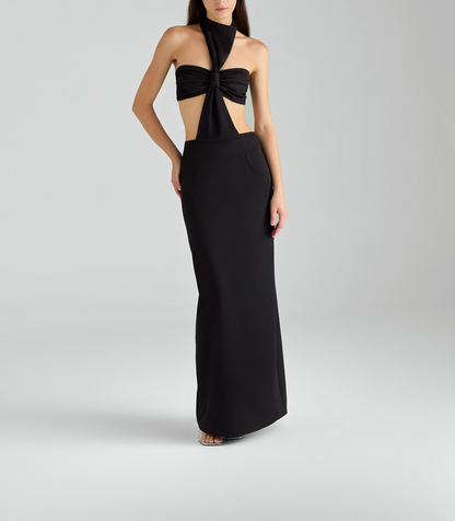 Neck-detailed Backless Maxi Dress