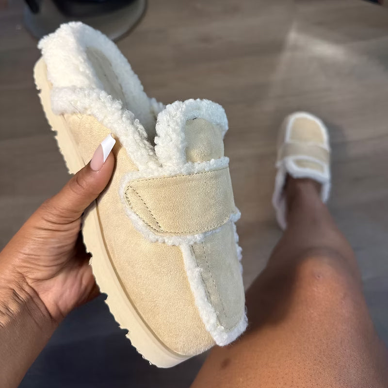 Fur Closed Toe Thick-soled Slippers