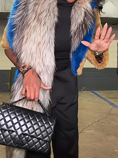 Faux Fur Asymmetrical Shrug Coat