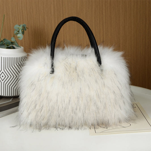 Faux Fur Tote Bag Fluffy Satchel Handbags