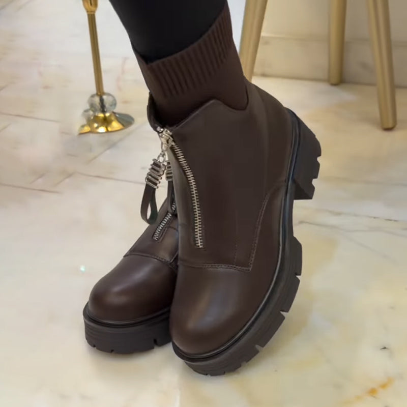 Zip Up Thick Sole Sock Boots