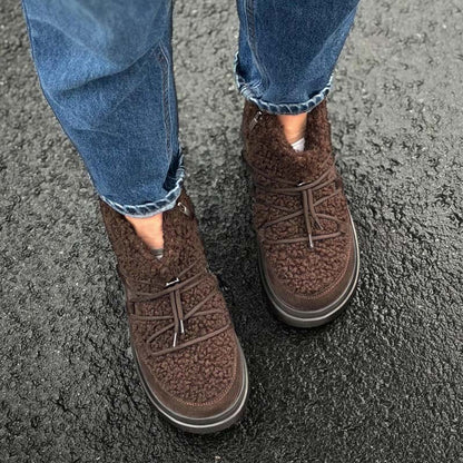 Cross Strap Fashionable Velvet Warm Snow Boots