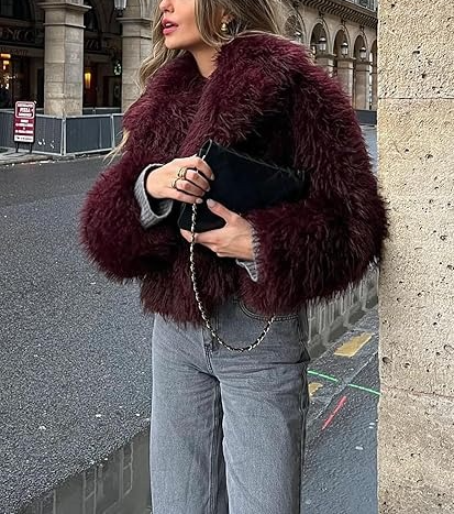 Women's Fluffy Faux Fur Cropped Coat