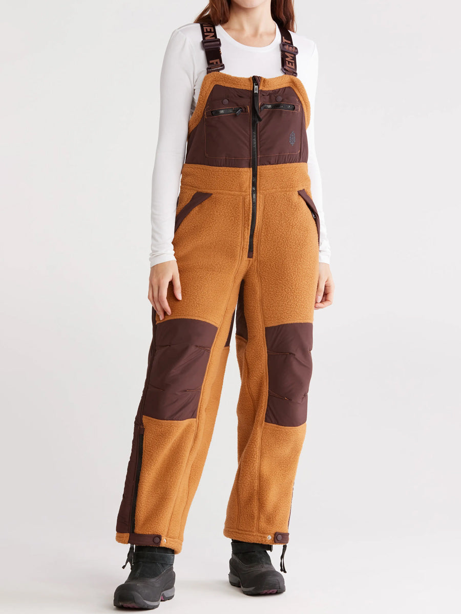 Adjustable Buckle Straps Zip Up Pockets Ski Wear Jumpsuit