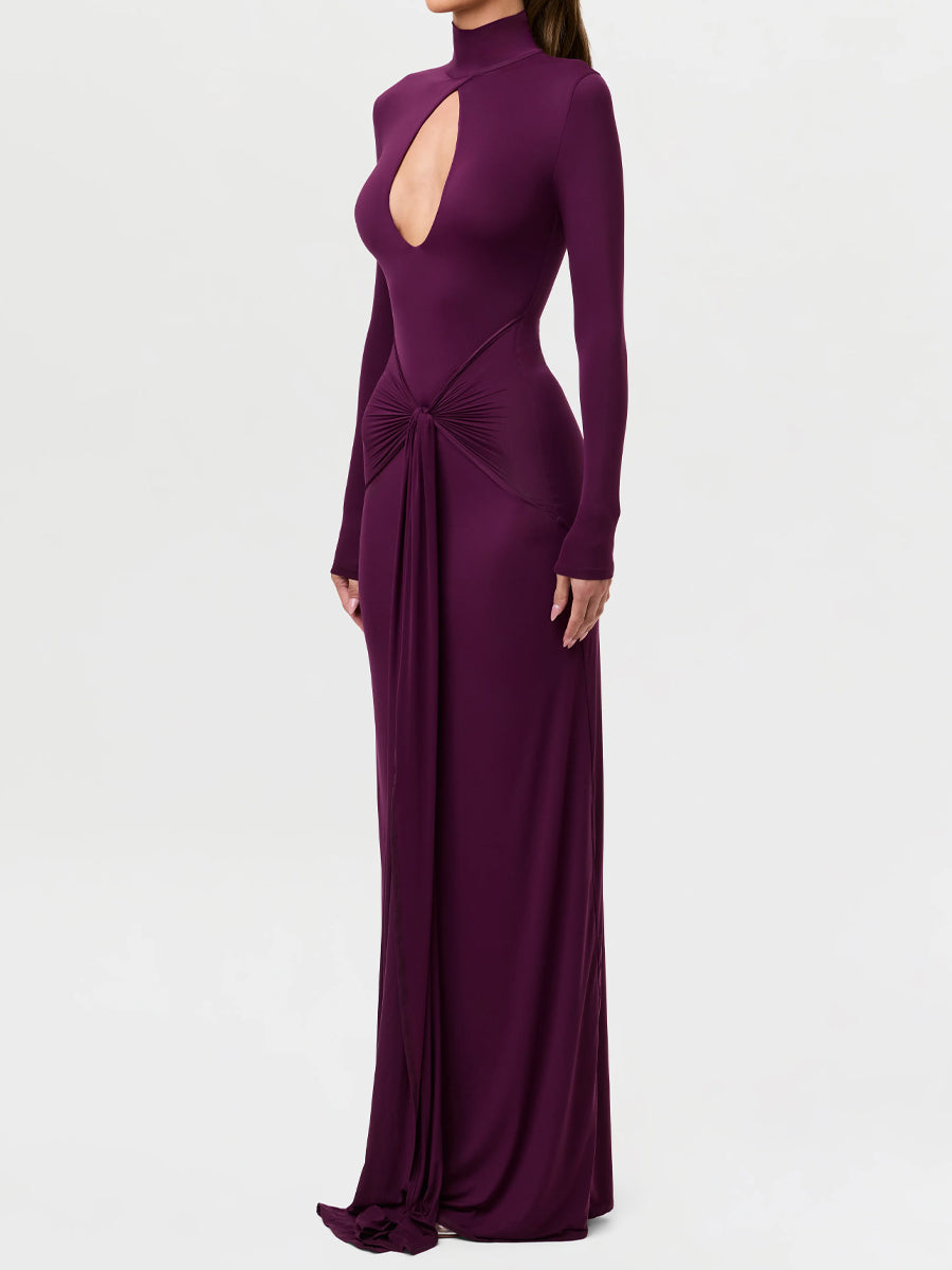 Fashion Cutout Draped Self-tie Detail Maxi Dress