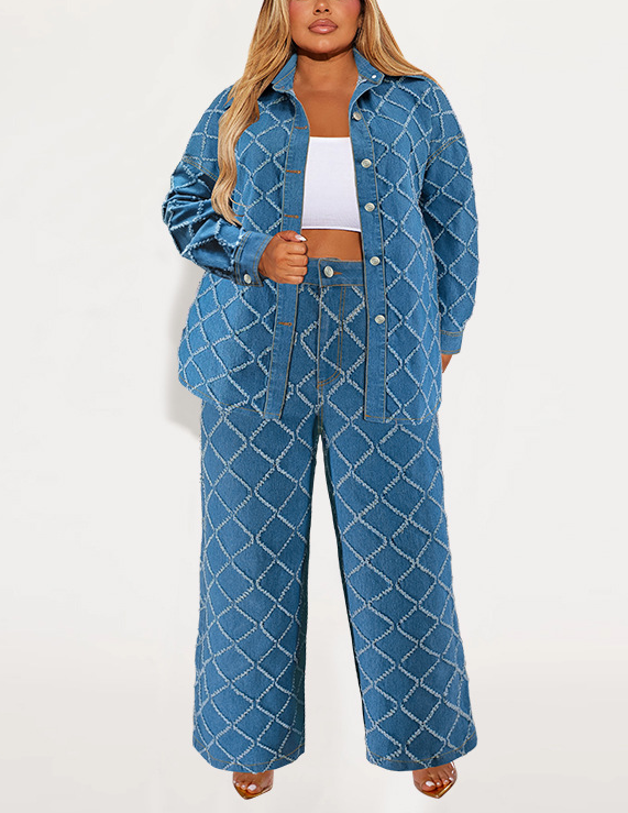 Cardigan Tassel Long-sleeved Denim Suit