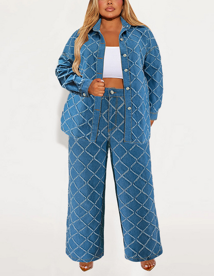 Cardigan Tassel Long-sleeved Denim Suit