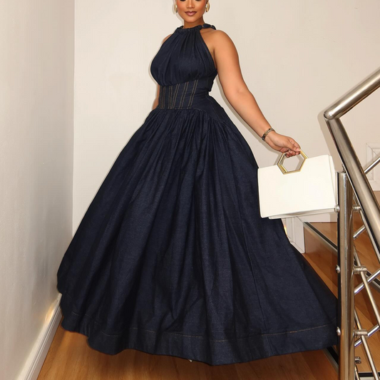Sexy Halter-neck Denim Dress