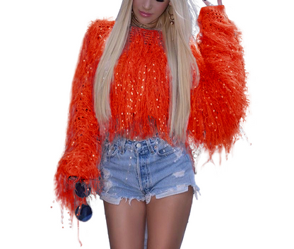 Handmade Tassel Knitted Pullover Sweater