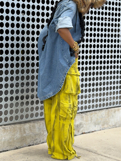 Fashion Pockets High Waist Long Pants