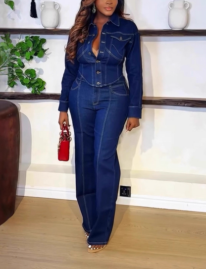 Fitted Long-sleeved Jacket And Pants Suit