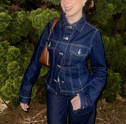 Retro Washed Denim Shirt and Pants Suit