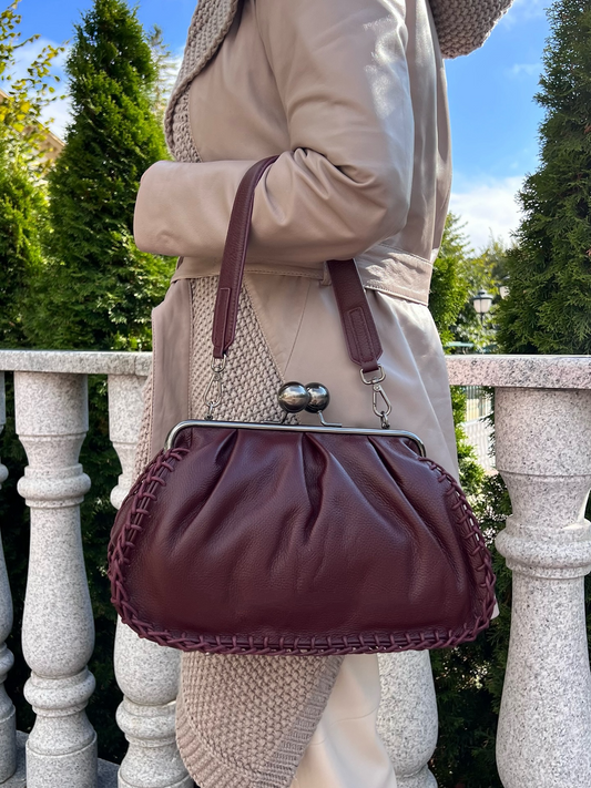 Woven Edge Leather Shoulder Bag