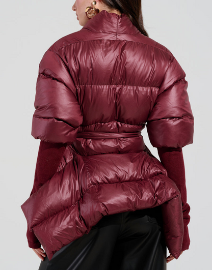 Ribbed Ruffled Puff Sleeve Jacket