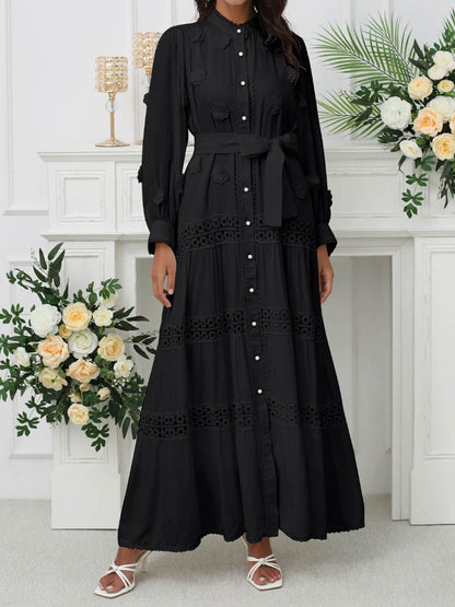 Vintage Lace Stitching 3D Floret Embellished Dress