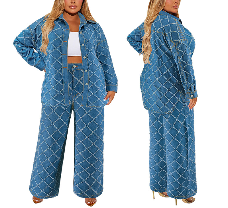 Cardigan Tassel Long-sleeved Denim Suit