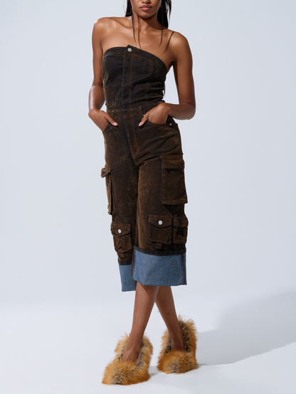 Cropped Cargo Jumpsuit