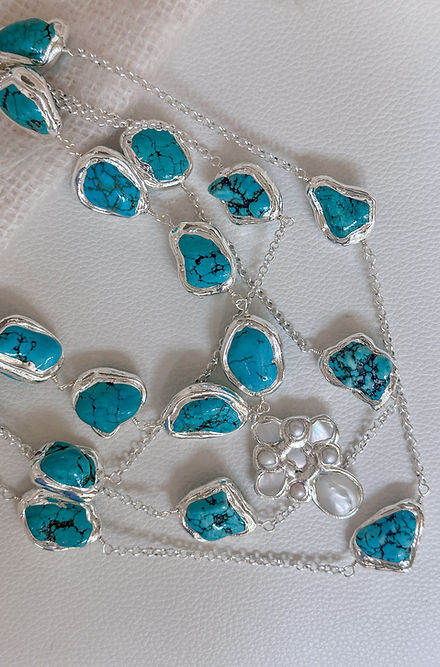 Silver Turquoise Large Necklaces