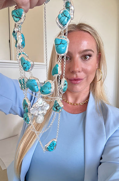 Silver Turquoise Large Necklaces