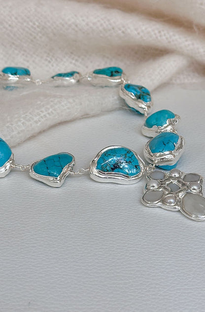 Silver Turquoise Large Necklaces