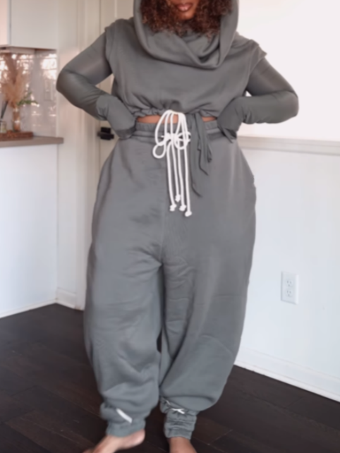 Capped Sleeve Drawstring Waist Two Pieces Set