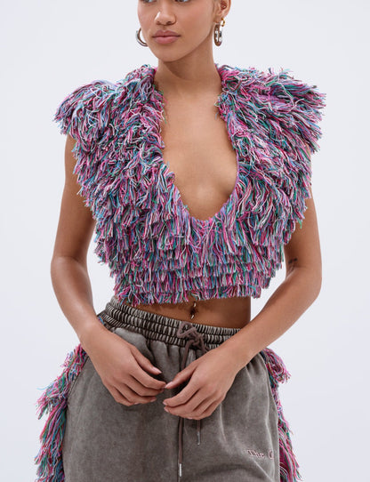 Deep V Neck Fringed Two Pieces Set