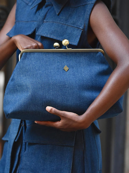 Oversize Coin Purse In Vintage Denim
