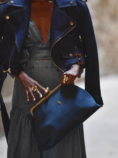 Oversize Coin Purse In Vintage Denim