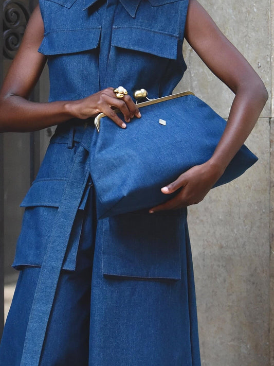 Oversize Coin Purse In Vintage Denim
