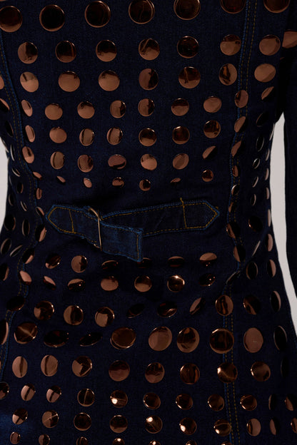 Round Metal Decoration Denim Pant