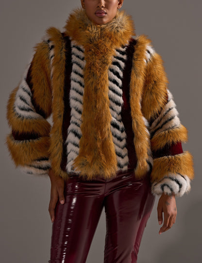 Burgundy Faux Fur Coat